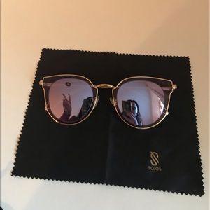 Sojos Sunglasses • Cateye Round • Purple Mirrored